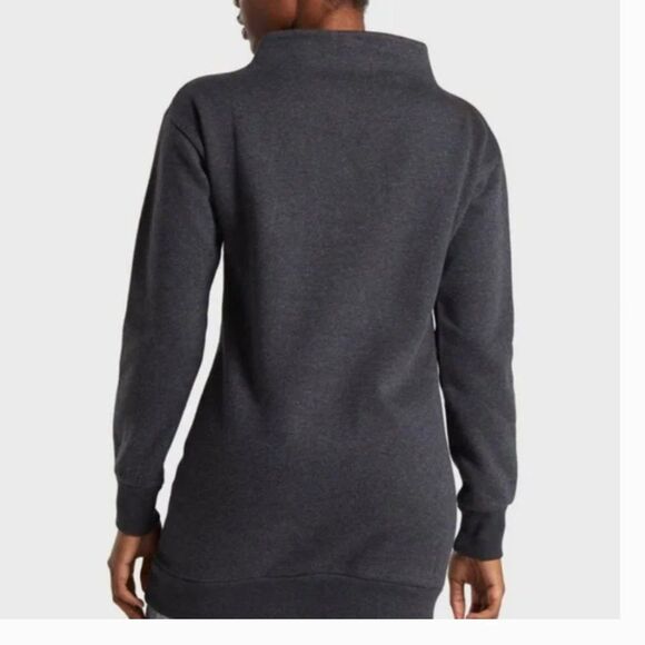 GYMSHARK WOMENS Mock Neck So Soft Jumper Dark Gray ZIP POCKETS TUNIC PULLOVER - Picture 2 of 7